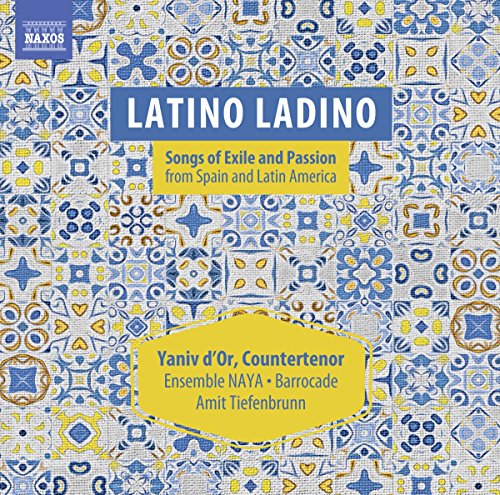 CD cover for "Latino Ladino" featuring blue and yellow tile pattern.