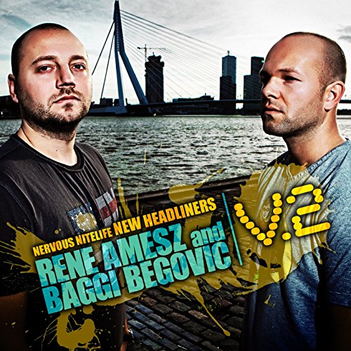 "CD cover featuring two men with cityscape and river in the background."