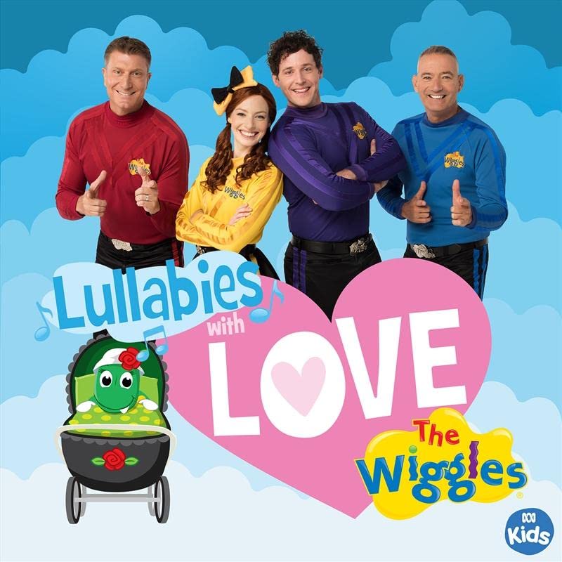 The Wiggles album cover featuring four performers and a cartoon crocodile.