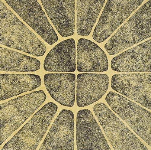 Golden, radial pattern with a dark center, resembling a sun or flower.