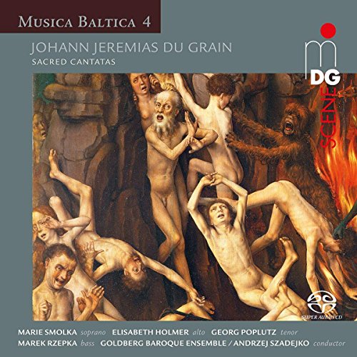 CD cover with a Renaissance painting of people being dragged to hell by demons.
