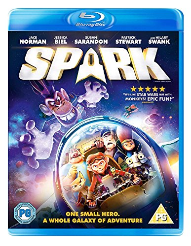 Spark" Blu-ray cover featuring animated characters in a spaceship, galactic background.