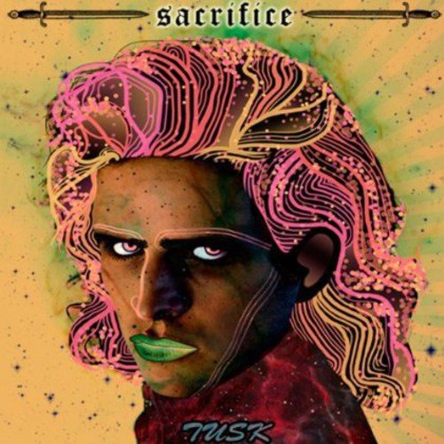 CD cover art: stylized portrait with neon pink hair and intense gaze.
