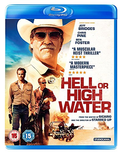 Hell or High Water" Blu-ray cover featuring Jeff Bridges, Chris Pine, and Ben Foster.