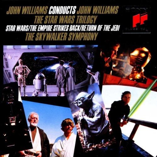 "Star Wars soundtrack CD cover featuring characters from the original trilogy."