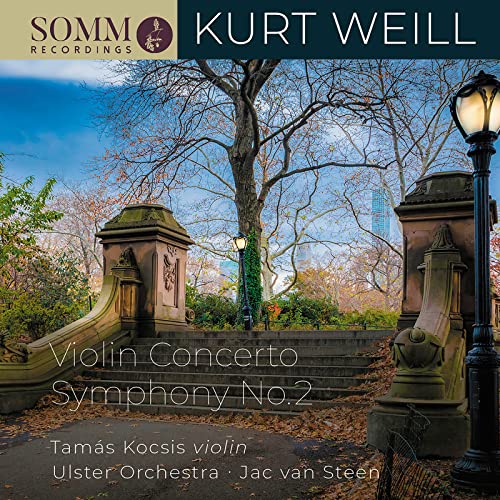 CD cover: park scene with stone pillars, text “Kurt Weill, Violin Concerto”.