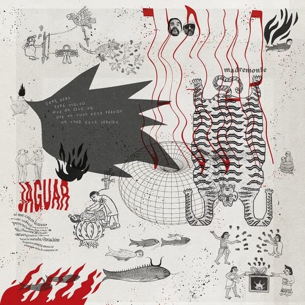 Vinyl record cover: illustration of a jaguar, flames, and figures.