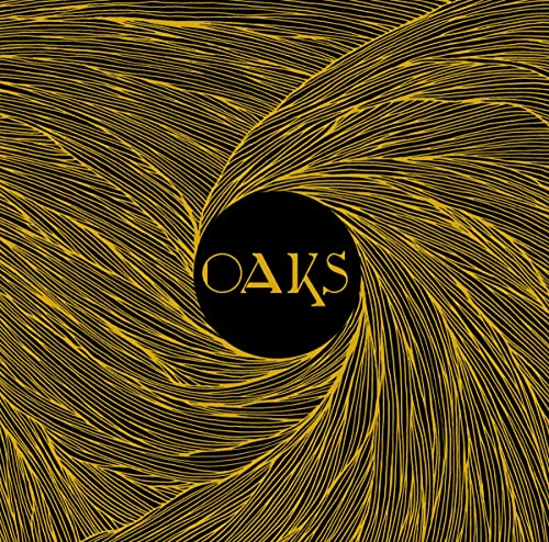 CD cover with swirling yellow lines and black central circle reading "OAKS".