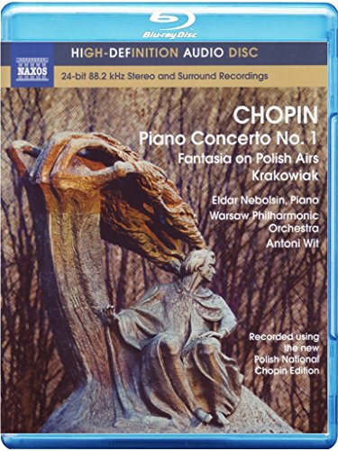 Blue-ray disc case with Chopin's Piano Concerto No. 1 cover art featuring a statue.