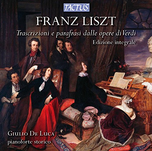 Franz Liszt CD cover featuring a 19th-century painting of men at a piano.