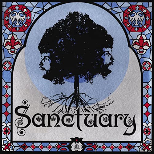 CD cover: black tree with faces in a stained-glass frame.