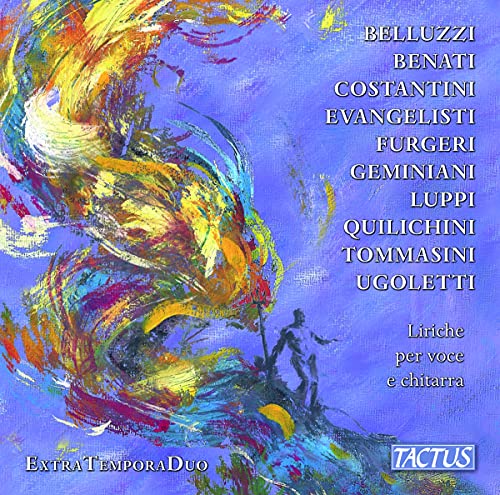 "CD cover with abstract purple background, colorful brushstrokes, and silhouetted figures, displaying artist and composer names."