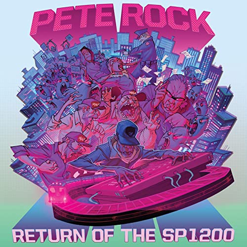 Pete Rock album cover featuring a DJ and vibrant city illustration.