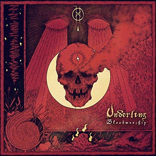 Red album cover with skull, crescent moon, and ornate, dark imagery.
