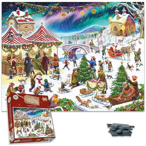1000 Piece Jigsaw Puzzle - Christmas Village Fair by Rudolf Farkas -1000 Piece Jigsaw Puzzles for Adults - Hardest Jigsaw Puzzle, Festive Puzzle, Present