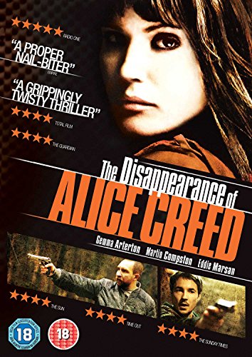 DVD cover for "The Disappearance Of Alice Creed" featuring a woman’s face.