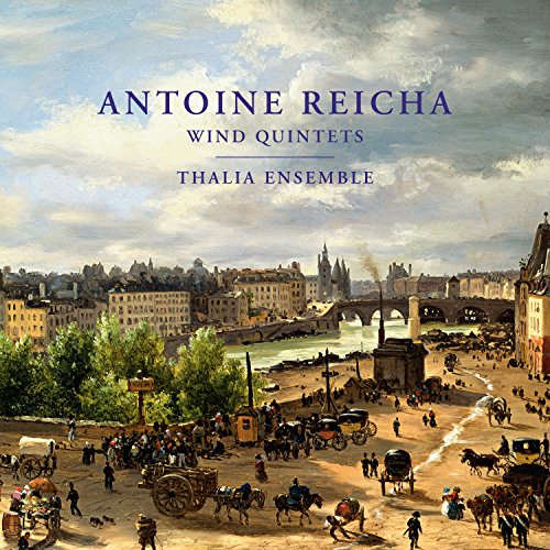 "Album cover featuring a 19th-century cityscape painting with horse-drawn carriages and blue text."