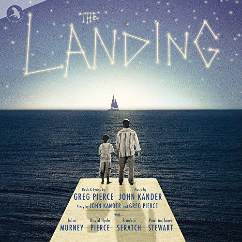 CD cover for “The Landing” musical, depicting a child and man by the sea.