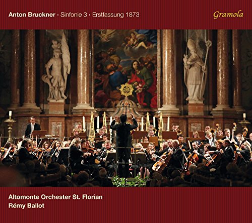 Red CD cover with orchestra image and white and gold text.