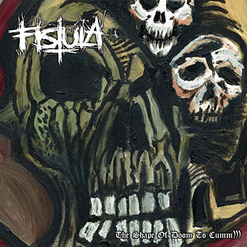 Painted album cover featuring multiple skulls and the band name "Fistula".