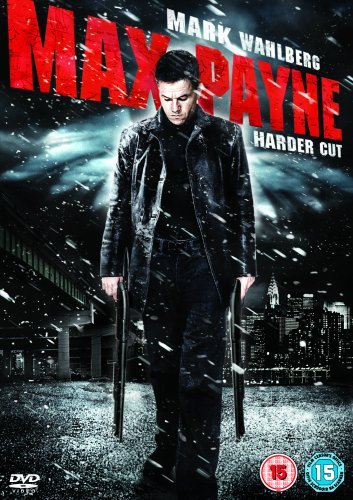 DVD cover for "Max Payne" featuring Mark Wahlberg with guns.