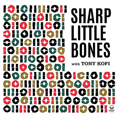 CD cover for “Sharp Little Bones” with colorful geometric patterns.