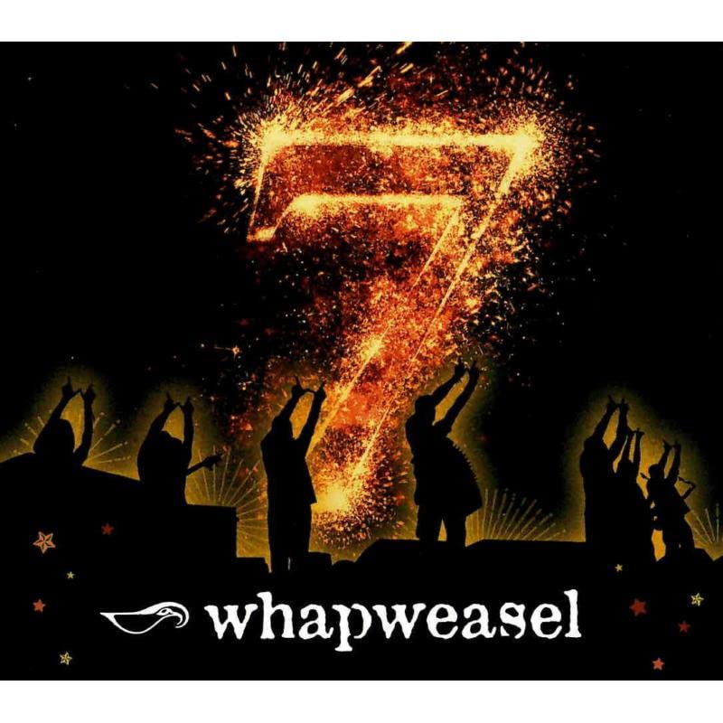 CD cover for Whapweasel’s “Seven” with a large, fiery number 7.