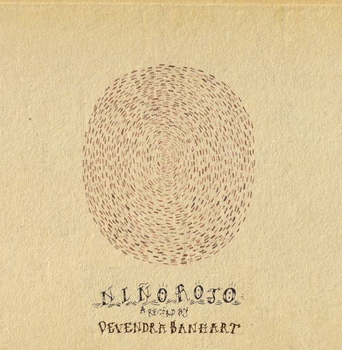 CD cover for Devendra Banhart’s “Nino Rojo” with embroidered circle design.