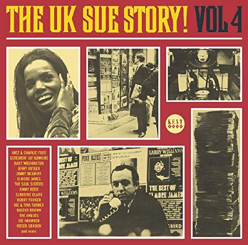 CD cover for "The UK Sue Story - Vol 4" featuring collage of faces and records.