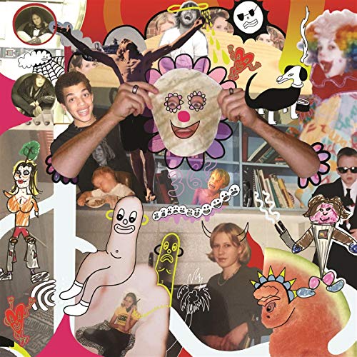 Collage album cover featuring quirky portraits and cartoonish illustrations.