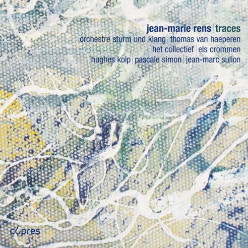 "Album cover with abstract blue, yellow, and white pattern and artist names in text."