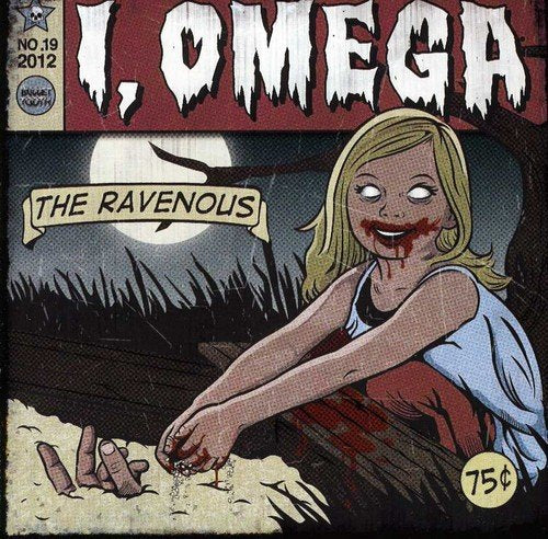 CD cover: woman with blood on face, raven flying by moon.