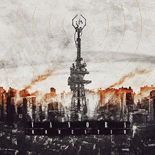 CD cover for Vanora’s “Momentum” featuring a stylized, dystopian tower.