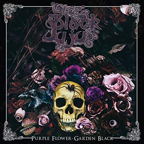 Skull amidst dark flowers and vines, album cover for Black Juju.