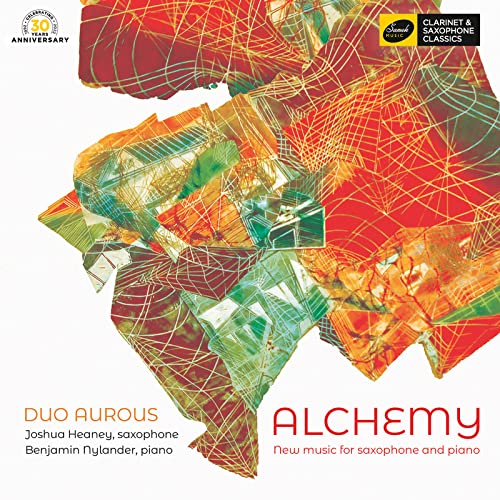 CD cover for "Alchemy" by Duo Aurous, abstract colorful design.