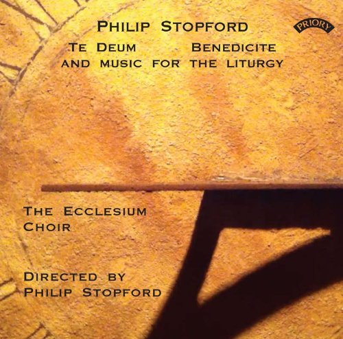 CD cover for Philip Stopford’s “Te Deum” with gold textured background.