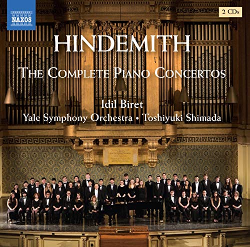 CD cover for Hindemith piano concertos featuring an orchestra and pianist.