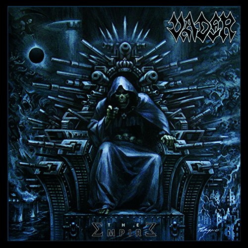 "Album cover art featuring Darth Vader seated on a throne, surrounded by machinery."