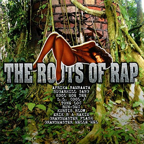 CD cover: “Roots of Rap” with a person amidst jungle foliage.