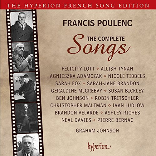 "CD cover featuring Francis Poulenc's image and list of song performers."