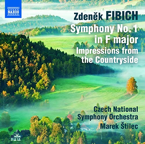 CD cover for Fibich’s Symphony No. 1 with a misty countryside scene.