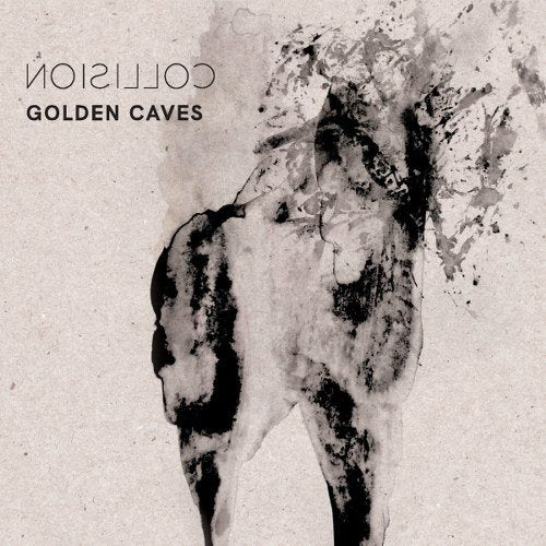 The alt text for the image is: "Album cover with abstract horse figure and 'Collision Golden Caves' text."