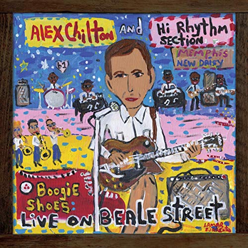 CD cover: Alex Chilton with band in colorful, painted style.