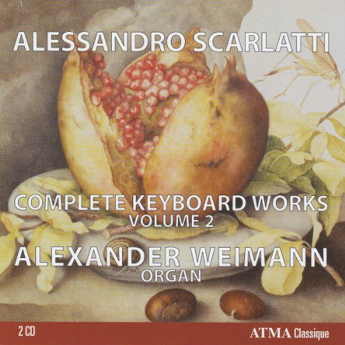 "CD cover featuring a still life painting of a pomegranate and leaves."