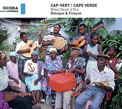 "CD cover featuring a group of people playing various musical instruments outdoors."