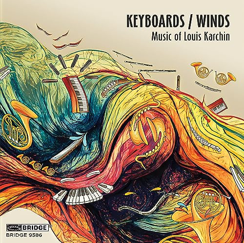 CD cover with colorful, abstract waves and wind instruments.