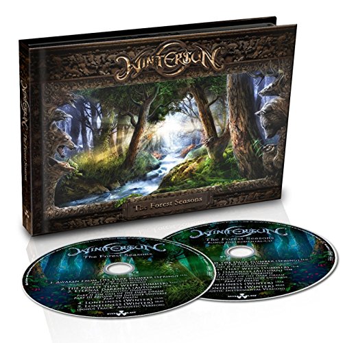 "CD case and two discs with forest artwork and 'Wintersun' title on a white background."
