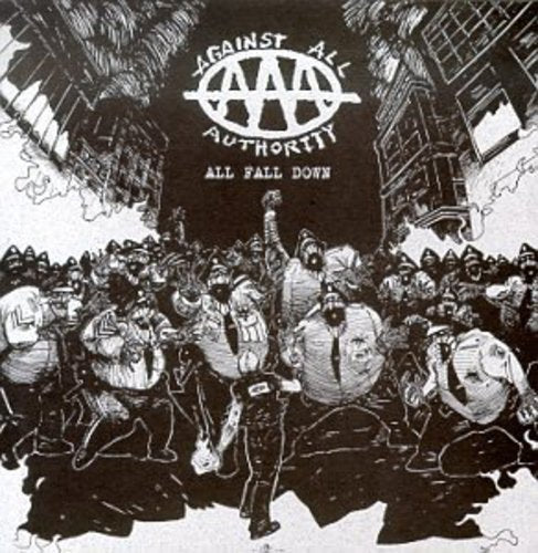 Black and white album cover depicting a chaotic crowd and police.