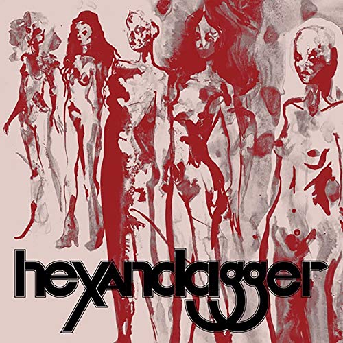 Red and white album cover with distorted figures and band name "hexAndigger".