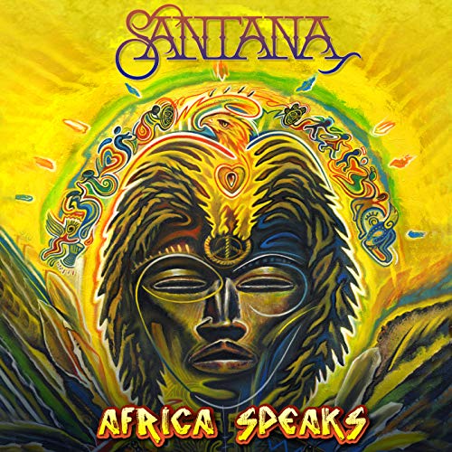 Vibrant album cover with a face surrounded by colorful hair and ornate designs.